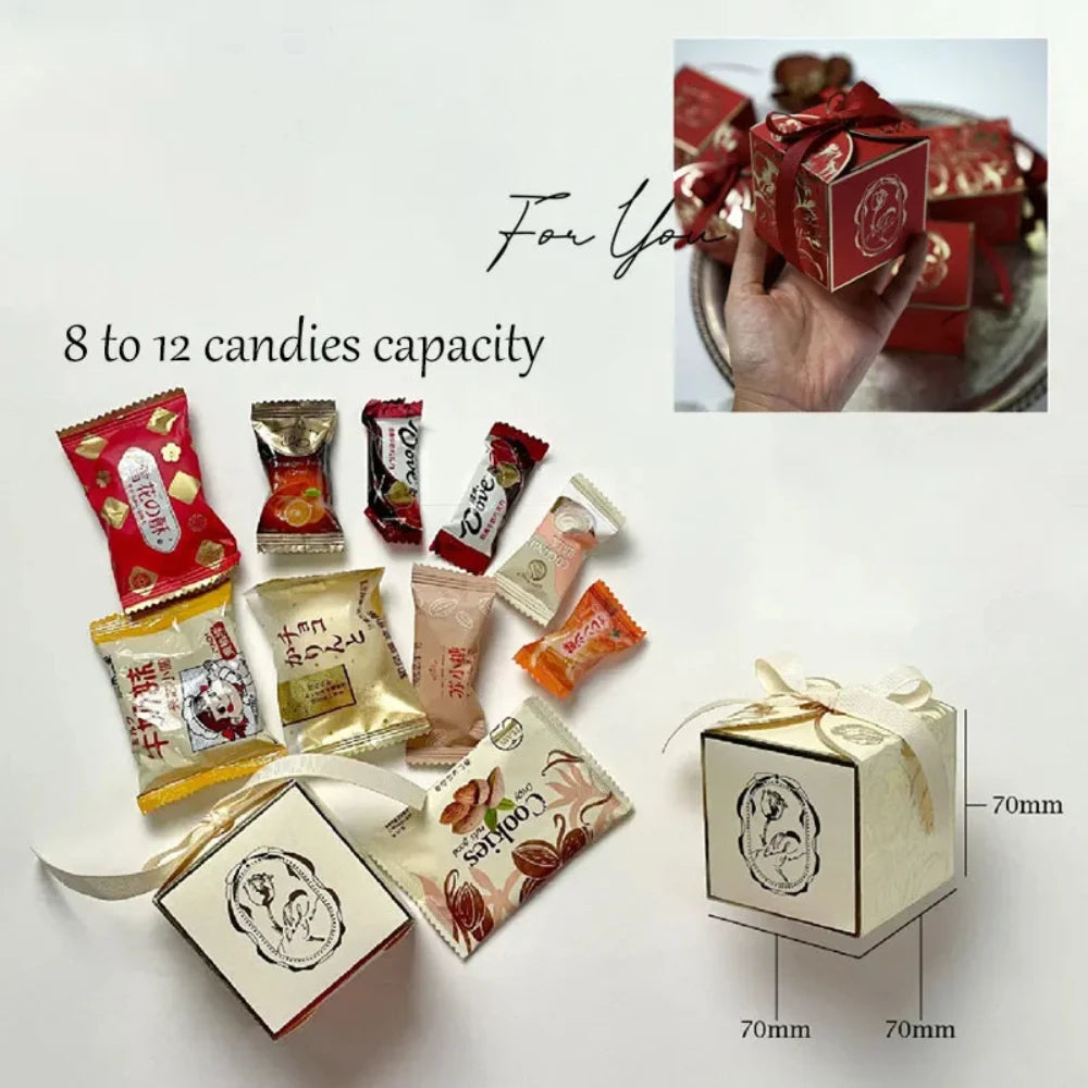 10/20/50/100PCS French Luxury Gold Candy Gift Boxes – Champagne Wedding Favor Boxes for Candy, Treats, Gifts & Elegant Party Packaging