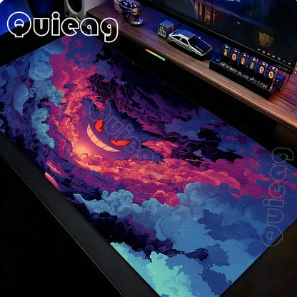 Tapis de souris Gengar Anime Gaming – Grand tapis de bureau Pokémon antidérapant pour ordinateur portable, clavier et configuration PC