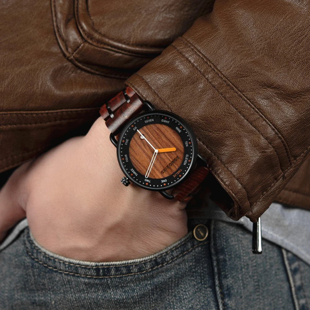 BOBO BIRD Men’s Wooden Quartz Watch – Casual Natural Wood Wristwatch, Unique Fashion Accessory & Gift for Him