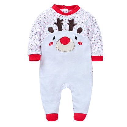 Spring Baby Boy Cotton Romper – Blue Bear Print Knit Jumpsuit & Newborn Overalls Pajamas, Soft Casual Outfit for Infants & Toddlers