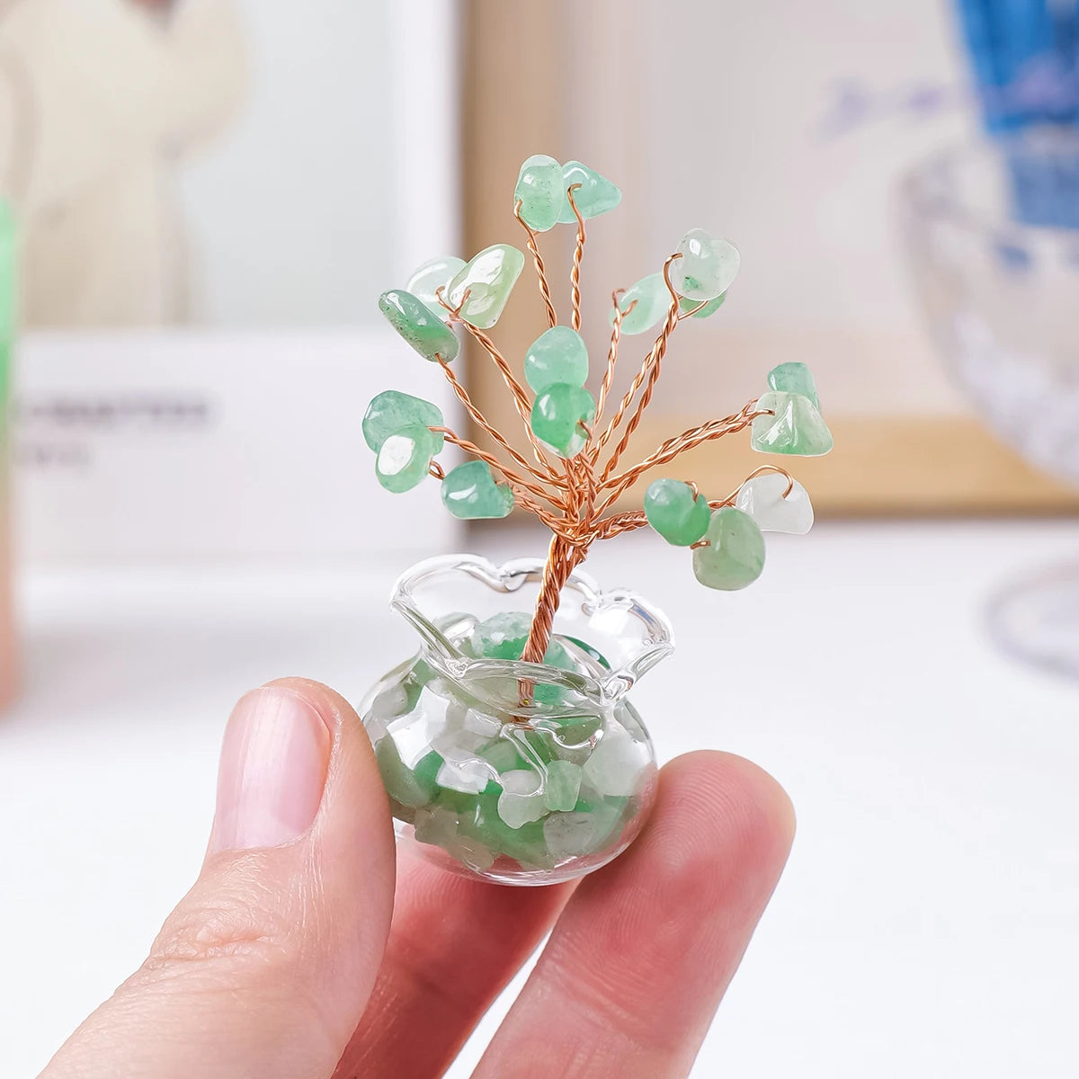 Arbre à vœux en cristal naturel – Arbre à vœux bonsaï en cristal Feng Shui de guérison Reiki pour la décoration de la maison, du bureau et de la table
