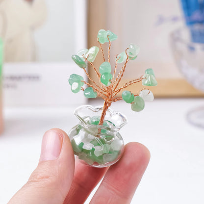 Arbre à vœux en cristal naturel – Arbre à vœux bonsaï en cristal Feng Shui de guérison Reiki pour la décoration de la maison, du bureau et de la table