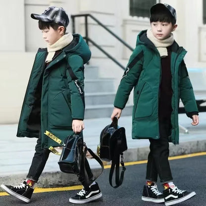 2026 Kids Winter Jacket, Thick Cotton-Padded Hooded Coat for Toddler Boys and Teens, Warm Down-Style Parka for Children