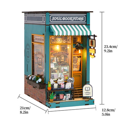 Kit de book nook à fabriquer soi-même – Maquette de maison de poupée miniature en bois à insérer dans une étagère pour adultes, loisirs créatifs et décoration d'intérieur