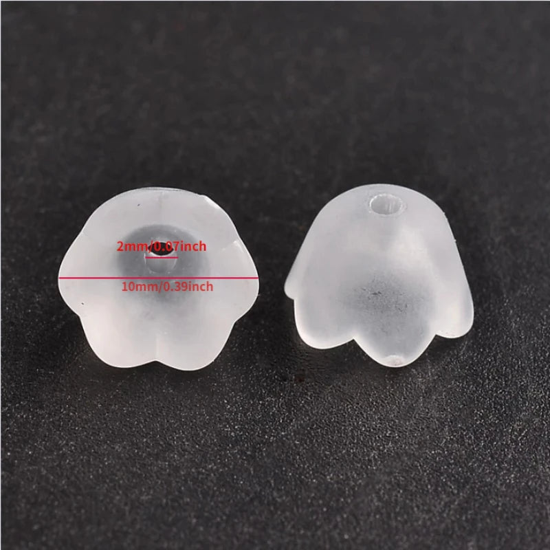 50 à 200 perles de fleurs en acrylique transparent – Perles tulipe et muguet pour la fabrication de bijoux, bracelets, colliers et projets d'artisanat