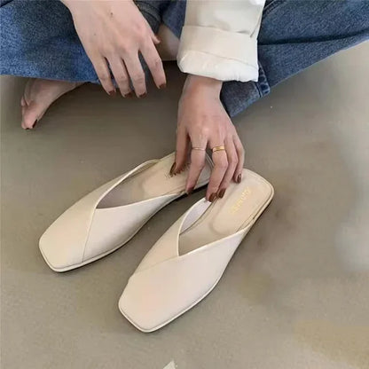 Women's Square Toe Mules – Fashion Summer Slip-On Slides for Ladies, Casual Outdoor Beach Shoes in Large Sizes