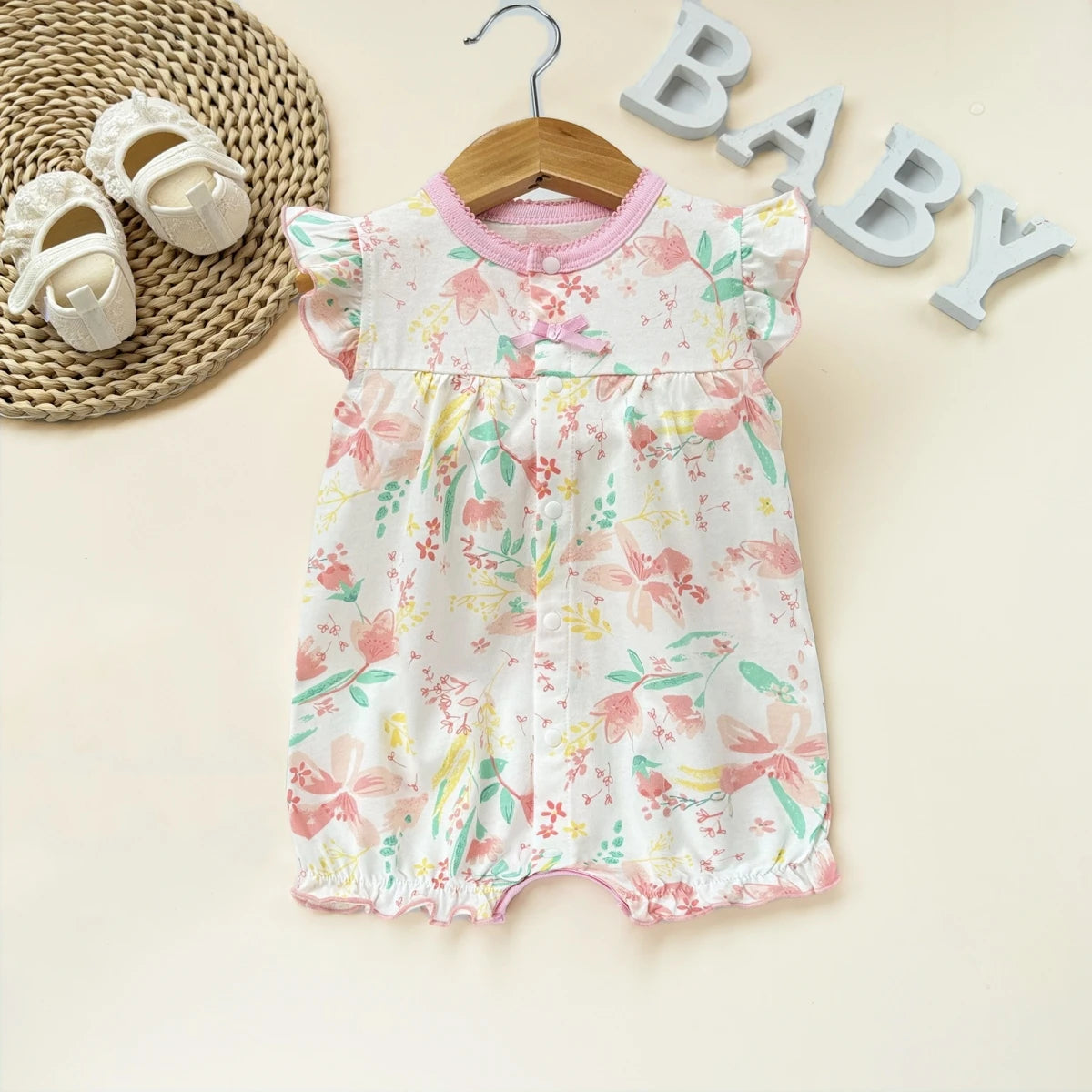 Pelele de verano para bebé recién nacido – Body de manga corta de algodón suave con estampado de dibujos animados para bebés y niñas (3-18 meses)
