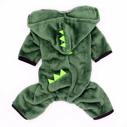 Halloween Dinosaur Dog & Cat Costume – Warm Fleece Hoodie Sweater for Small Dogs, Puppies & Kittens, Cute Winter Pet Clothes
