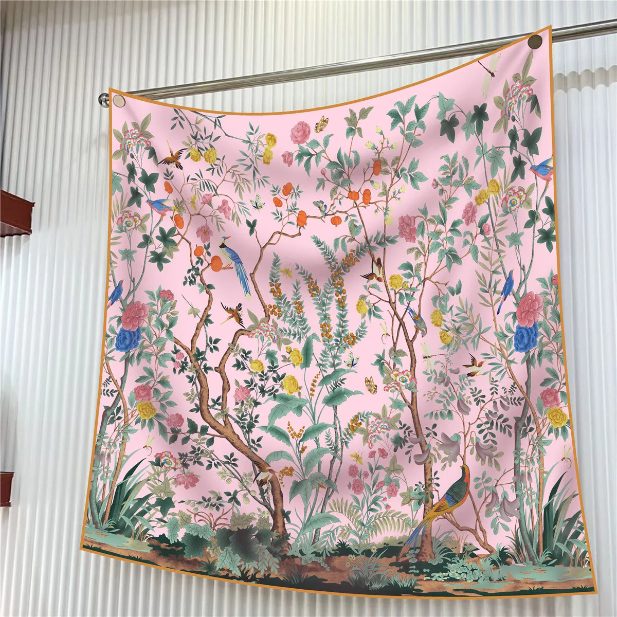 Foulard carré en soie 90 cm pour femme, motif floral, sergé de luxe, bandana, châle, hijab, cache-col, écharpe de tête