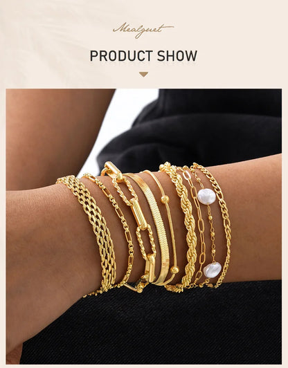 Waterproof Stainless Steel Chain Bracelet – Gold Plated Stackable Link Bracelet for Women | Trendy Fashion Jewelry Gift