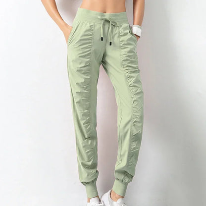 Pantalon de jogging femme à séchage rapide, cordon de serrage, athlétique, pour la salle de sport et le fitness, avec deux poches latérales