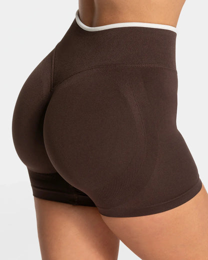 Women’s Seamless Color Block Yoga Shorts High Waist Butt Lifting Gym Workout Running Shorts