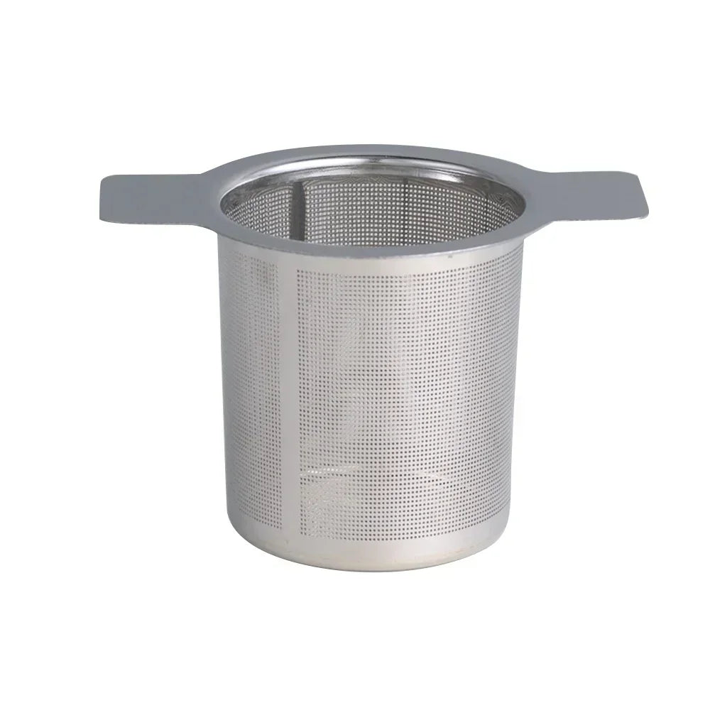 Colador de té de acero inoxidable – Filtro de té de hoja suelta de malla fina con tapa para tazas y tarros