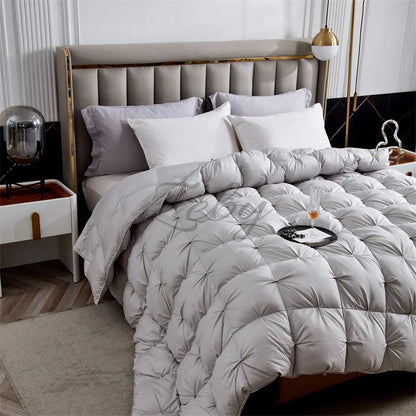 Edredón de lujo 100% plumón de ganso blanco – Duvet ligero y cálido de invierno con diseño plisado