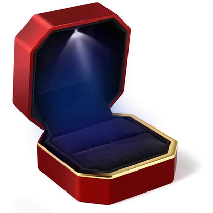 LED Velvet Jewelry Gift Box for Rings, Necklaces & Pendants – Luxury Lighted Proposal, Engagement & Wedding Display Case