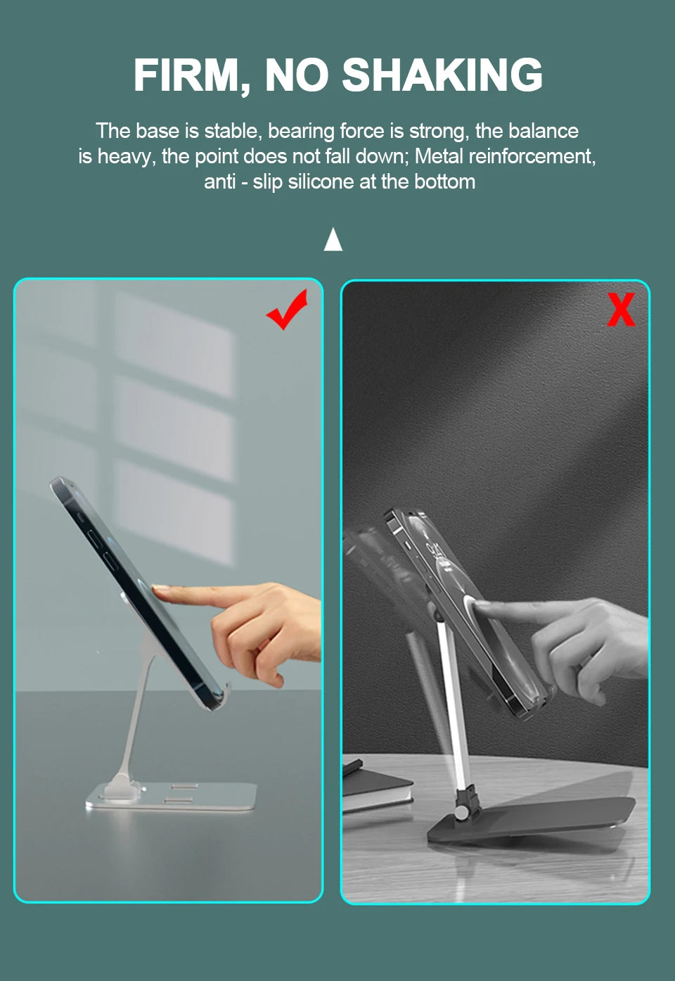 Support universel pour tablette en alliage d'aluminium – Support de bureau pliable et réglable pour iPad, tablettes et smartphones avec angles de vision flexibles