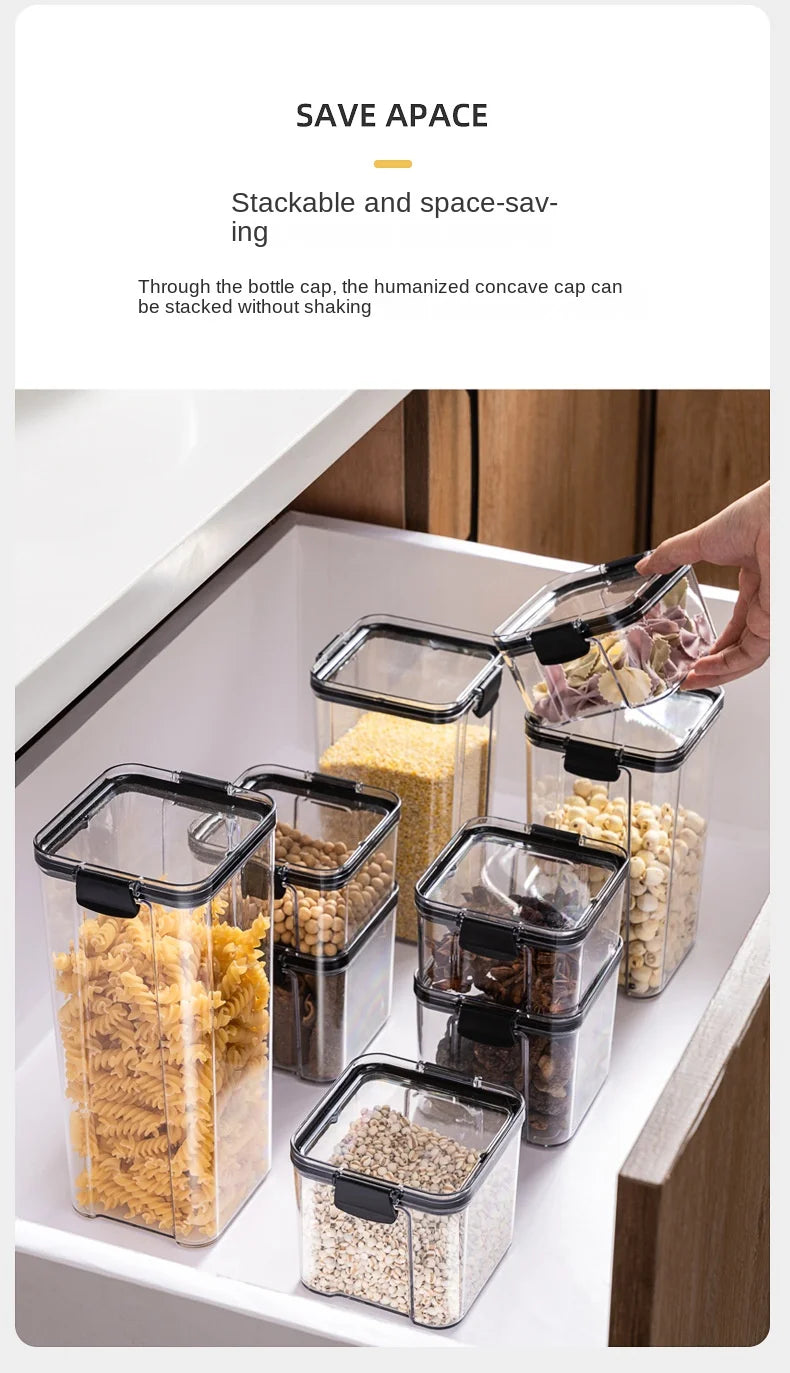 Juego de recipientes herméticos de cocina – Contenedores grandes de plástico para granos con tapas a prueba de humedad para almacenar alimentos y condimentos