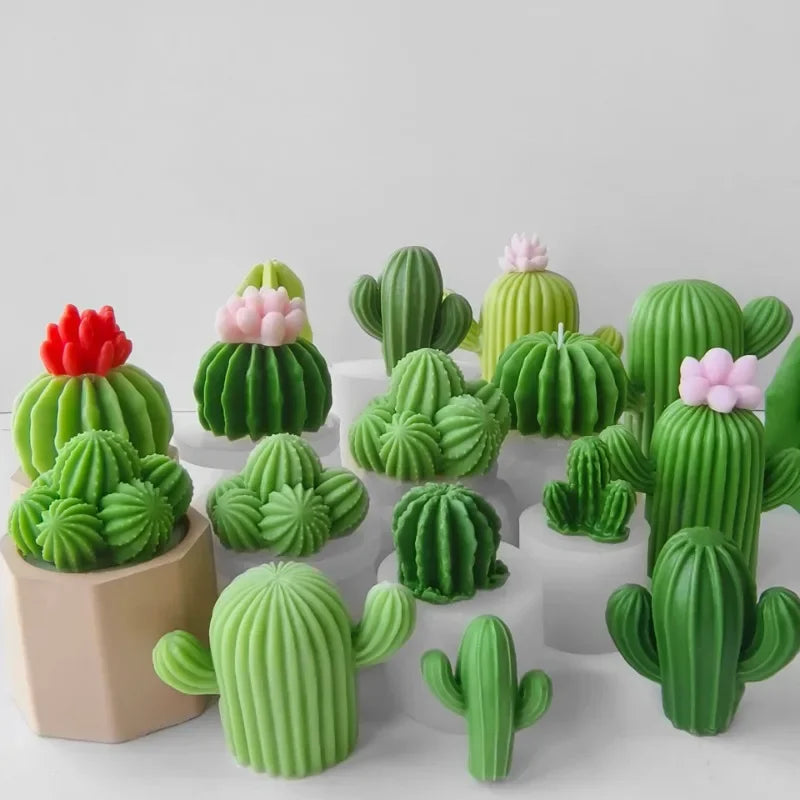 Molde de Silicona para Velas de Aromaterapia con Diseño de Cactus DIY – Molde de Plantas Suculentas para Velas Hechas a Mano de Cera de Soja, Manualidades de Resina, Adornos de Yeso y Proyectos DIY de Decoración del Hogar