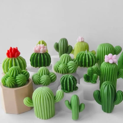 Molde de Silicona para Velas de Aromaterapia con Diseño de Cactus DIY – Molde de Plantas Suculentas para Velas Hechas a Mano de Cera de Soja, Manualidades de Resina, Adornos de Yeso y Proyectos DIY de Decoración del Hogar