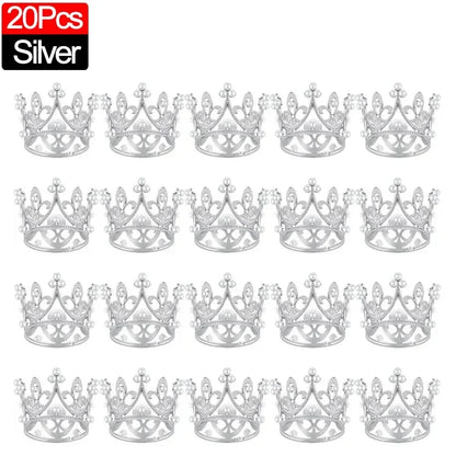 Mini Couronne de Gâteau – Décoration de Tiara de Perles Dorées et Argentées pour Mariages, Anniversaires et Fêtes Prénatales