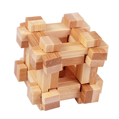 Wooden Burr Puzzle Lock – 3D Brain Teaser IQ Game, Luban Kongming Lock Interlocking Puzzle Toy, Mind Logic Challenge & Montessori Educational Toy
