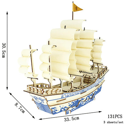 Maqueta 3D de Barco de Vela de Madera – Kit de Montaje de Barco de Madera DIY, Juguete Educativo de Construcción, Proyecto de Manualidades Creativo y Regalo de Fiesta para Niños