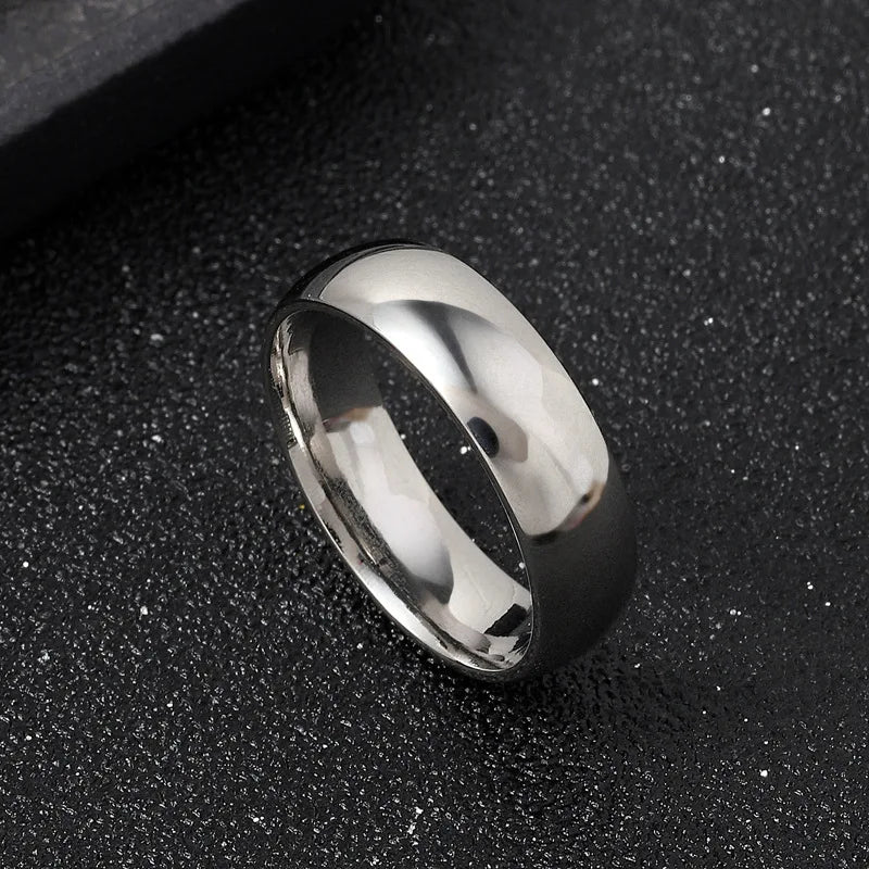 Anillo de dije de acero inoxidable negro – Banda mate de boda y compromiso para hombres y mujeres | Regalo de joyería de moda minimalista