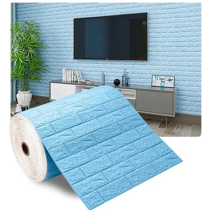 Papel tapiz de ladrillo de espuma 3D autoadhesivo – Paneles de pared impermeables despegables y pegables (70 × 1000 cm)