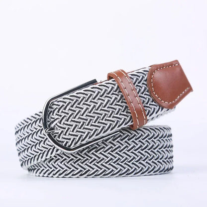 Ceinture élastique tressée unisexe en toile tissée, à boucle ardillon, pour jeans (107/120/130cm)