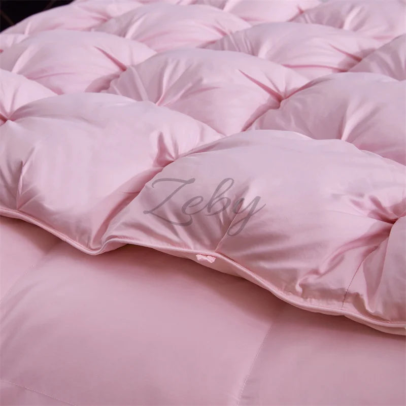 Edredón de lujo 100% plumón de ganso blanco – Duvet ligero y cálido de invierno con diseño plisado