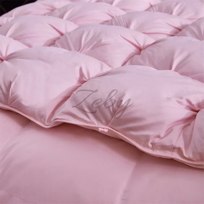 Edredón de lujo 100% plumón de ganso blanco – Duvet ligero y cálido de invierno con diseño plisado