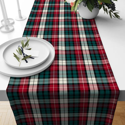 Christmas Tartan Plaid Table Runner – Red & Green Scottish Style Winter Tablecloth for Noel Holiday Dining & Home Decor