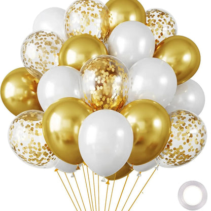 30 Globos de Látex Cromados – Globos de Helio Metálicos Blancos, Rosas y Azules para Decoración de Bodas, Cumpleaños, Baby Showers y Fiestas