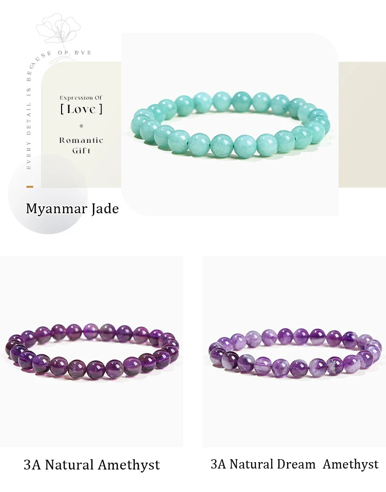 Pulsera de Cuentas de Piedra Natural – Pulsera de Gemas de Amatista, Ojo de Tigre, Cuarzo Cristal y Ágata para Mujeres y Hombres, Regalo de Joyería de Energía Reiki