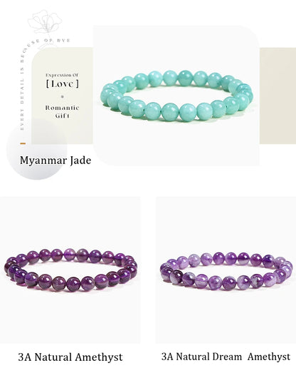 Pulsera de Cuentas de Piedra Natural – Pulsera de Gemas de Amatista, Ojo de Tigre, Cuarzo Cristal y Ágata para Mujeres y Hombres, Regalo de Joyería de Energía Reiki