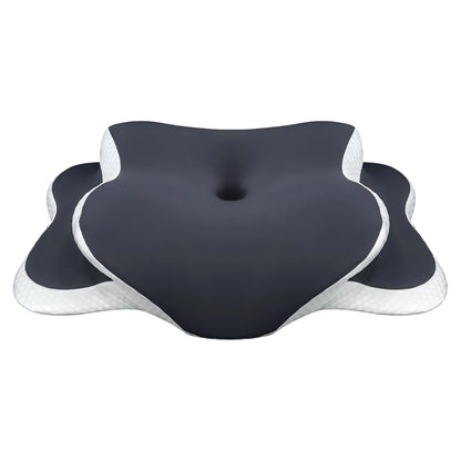 Almohada cervical de espuma viscoelástica – Almohada ergonómica ortopédica para soporte del cuello, almohada contorneada para dormir de lado, boca arriba y boca abajo, cojín de cama para comodidad del cuello y alivio del dolor