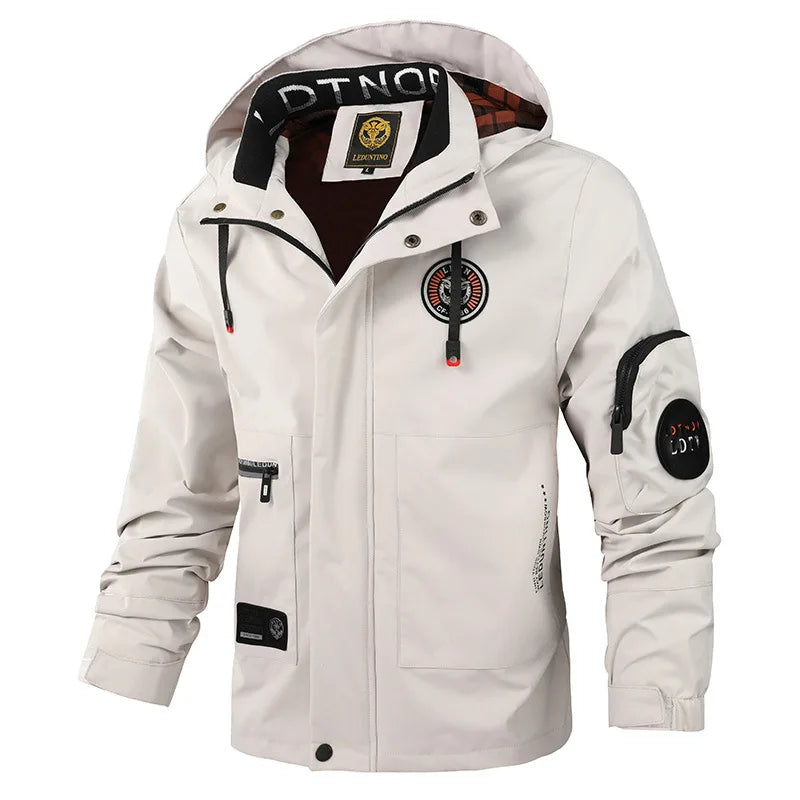 Men’s Casual Hooded Parka Jacket – Solid Color Outdoor Coat, Stylish Autumn & Winter Outerwear