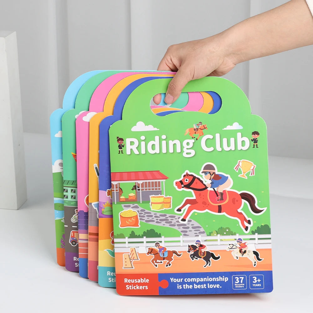 Libro de pegatinas DIY para niños – Libro de actividades de pegatinas de escenas de burbujas reutilizables, juguete portátil y silencioso, manualidades creativas de aprendizaje de pegatinas de gelatina para niños
