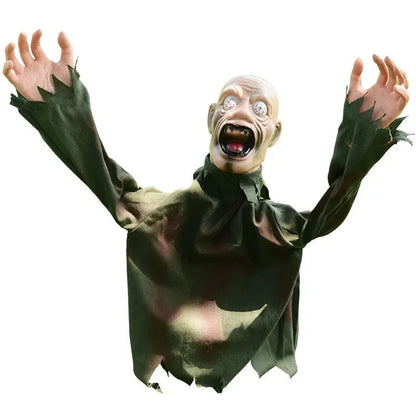 Halloween Voice-Controlled Luminous Ghost Decoration, Large Swinging LED Hanging Ground Stake Prop, Scary Sound-Activated Outdoor Horror Scene Decor for Halloween Parties and Haunted Houses