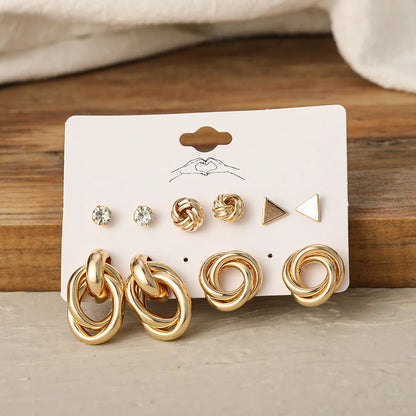 Boucles d'oreilles créoles dorées grand cercle pour femmes, ensemble bohème vintage, perle, cœur, zircon, clous, bijoux cadeau