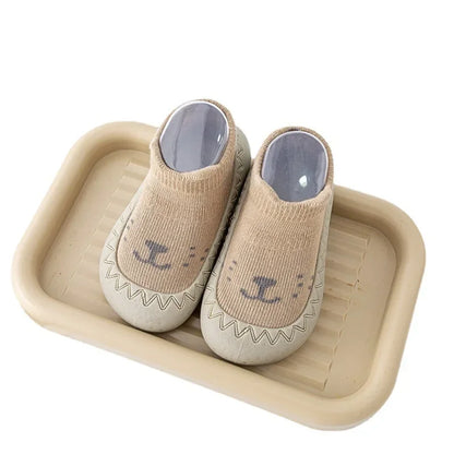 Zapatos y calcetines primeros pasos para bebés – Bonitas zapatillas de dibujos animados para bebés con suela de goma suave para niños y niñas