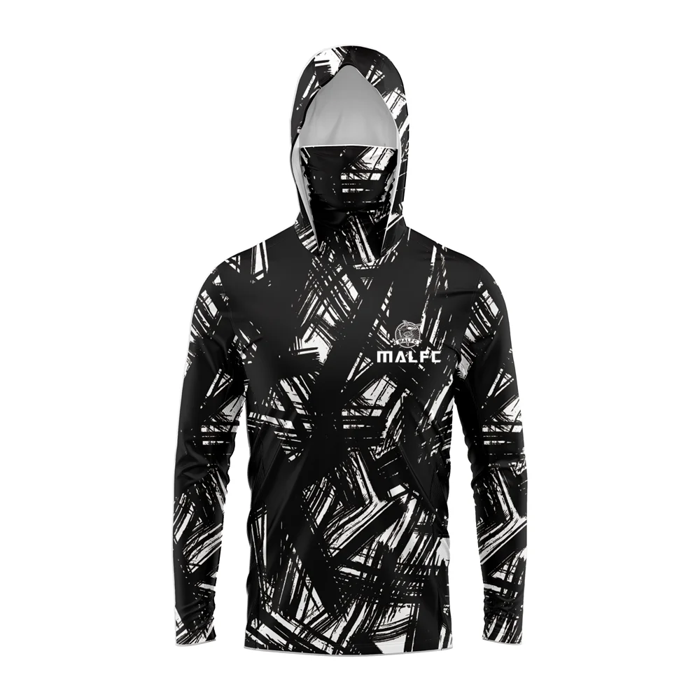 MALFC Men's Hooded Fishing Shirt – Long Sleeve UV Protection Performance Fishing Apparel for Outdoor Adventures