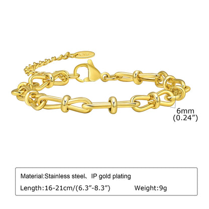 Pulsera de cadena de eslabones gruesos de acero inoxidable – Bañado en oro, pulsera de capas para mujer | Joyería de moda impermeable y de tendencia