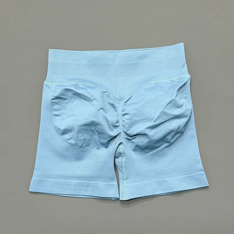 Pantalones cortos de gimnasio sin costuras con efecto Scrunch Butt para mujer – Pantalones cortos de yoga de cintura alta para correr, entrenar, fitness y ropa deportiva