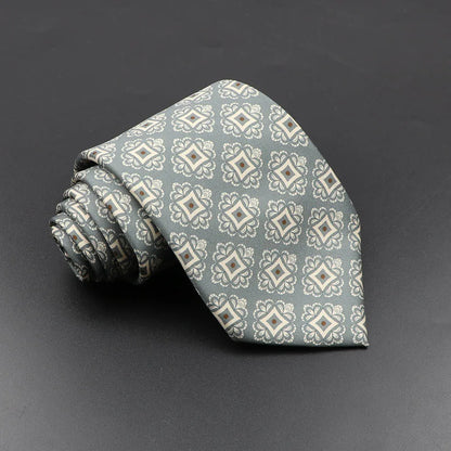 Men's 7.5cm Soft Silk Necktie – Floral & Dot Pattern Tie for Weddings, Business, Parties & Formal Wear
