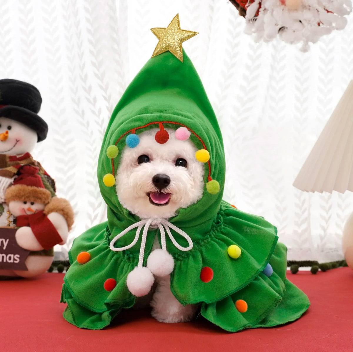 Christmas Tree Pet Cape – Cute Festive Shawl Costume for Small Cats & Dogs, Creative Holiday Pet Clothing Accessory