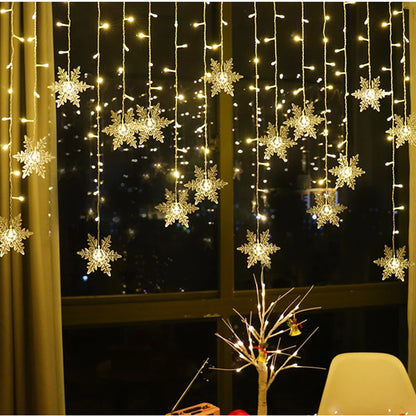 Guirlande lumineuse LED en forme de flocon de neige de 3,2 m – Guirlande lumineuse étanche pour Noël, mariages et décorations de vacances