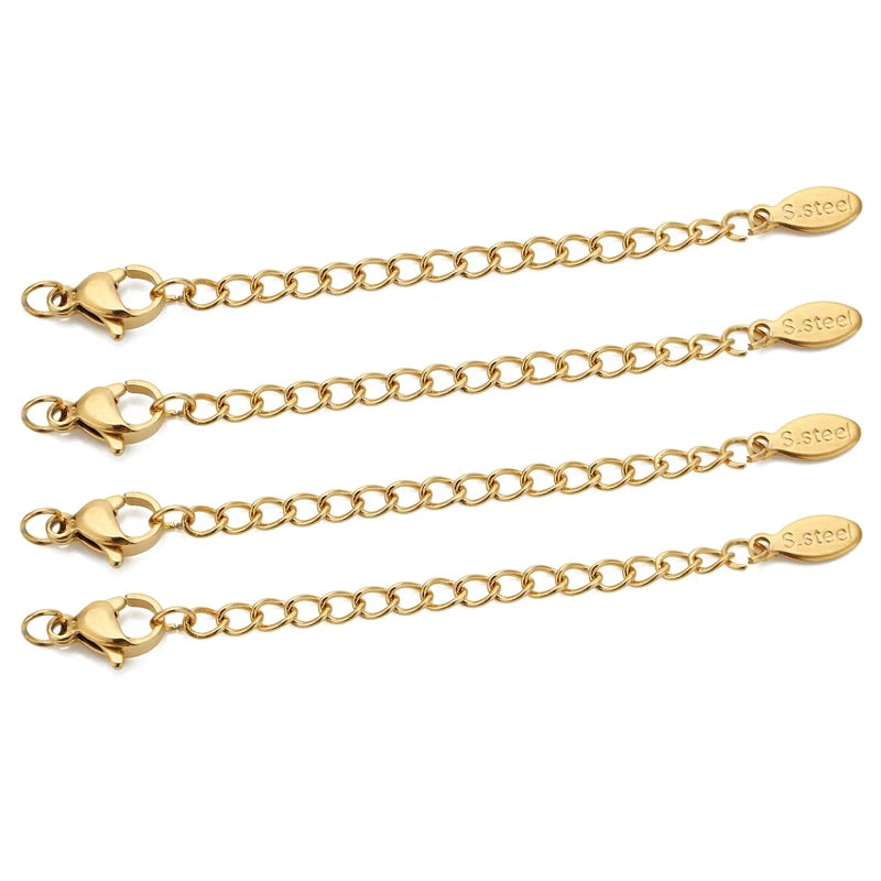 10 chaînes d'extension en acier inoxydable avec fermoirs mousquetons – Rallonges pour colliers et bracelets DIY