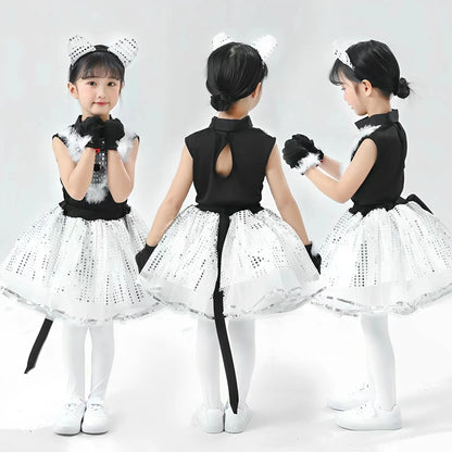 Cute Cat Cosplay Costume for Kids – Cat Girl & Cat Boy Animal Outfit for Children, Halloween Dance, Party & Dress-Up