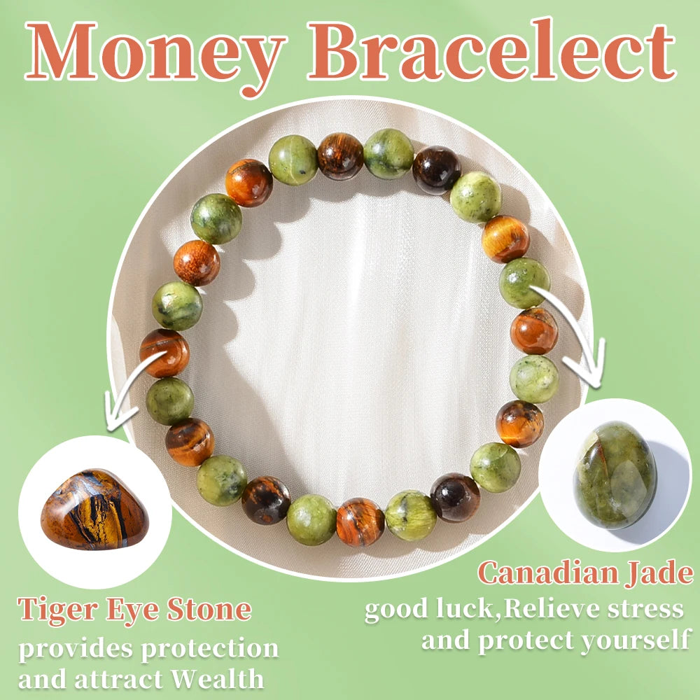 Pulsera curativa de prosperidad y abundancia – Pulsera de energía de piedra natural para la relajación, el éxito, la fuerza personal y una mentalidad positiva